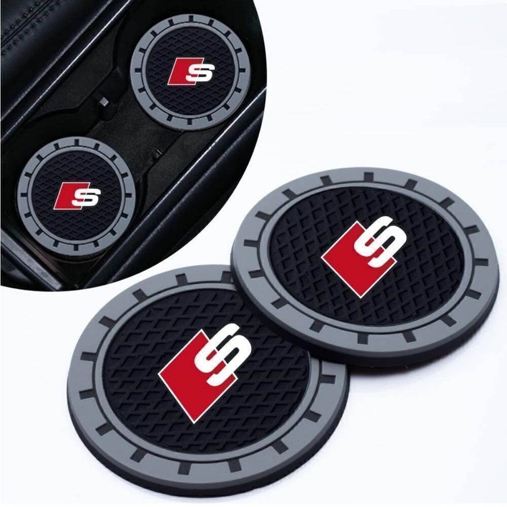 Audi S Line logo cupย Coasters in black and gray Set ofโ2 NWT